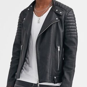 All Saints Men Leather Jacket